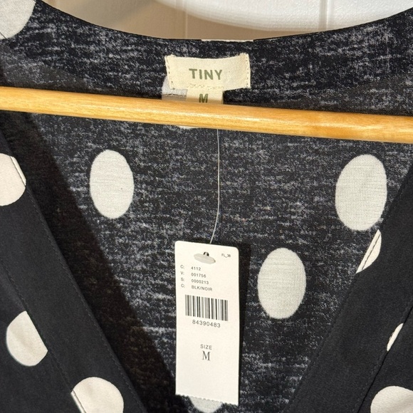 Anthropologie-TINY-Black and White Polka Dot Women's Top - Picture 3 of 10